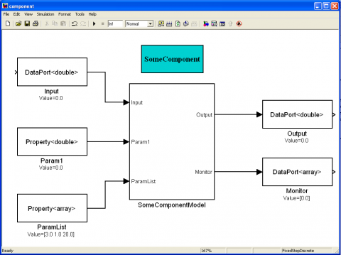 Simulink for Orocos example: Orocos blocks are added to a model